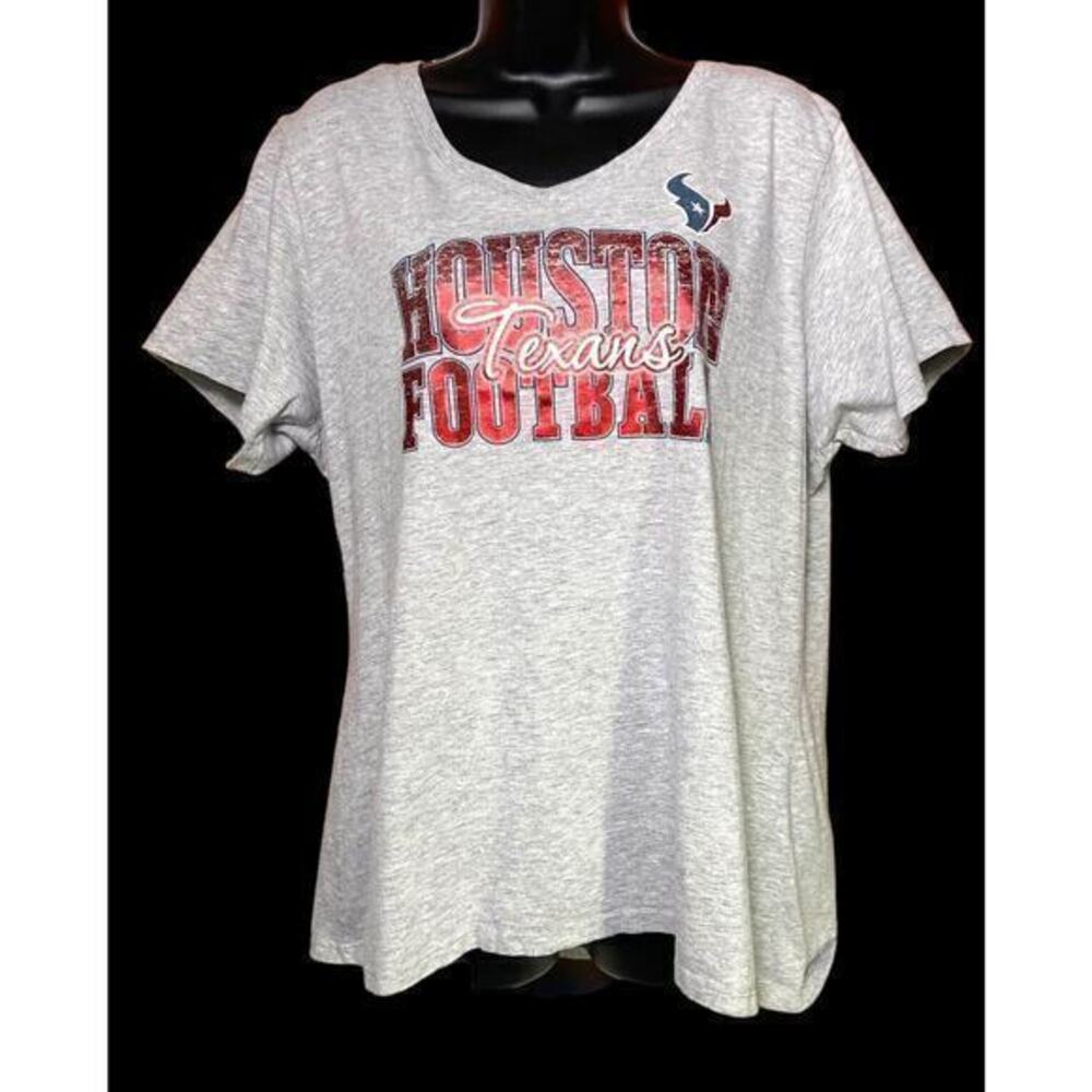 Women’s NFL Team Apparel Houston Texans Football‎ Gray T Shirt Plus Size XXL